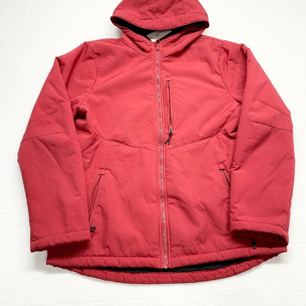 All In Motion Sherpa Lined Hooded Jacket Mens L Red Full Zip Pockets Polyester